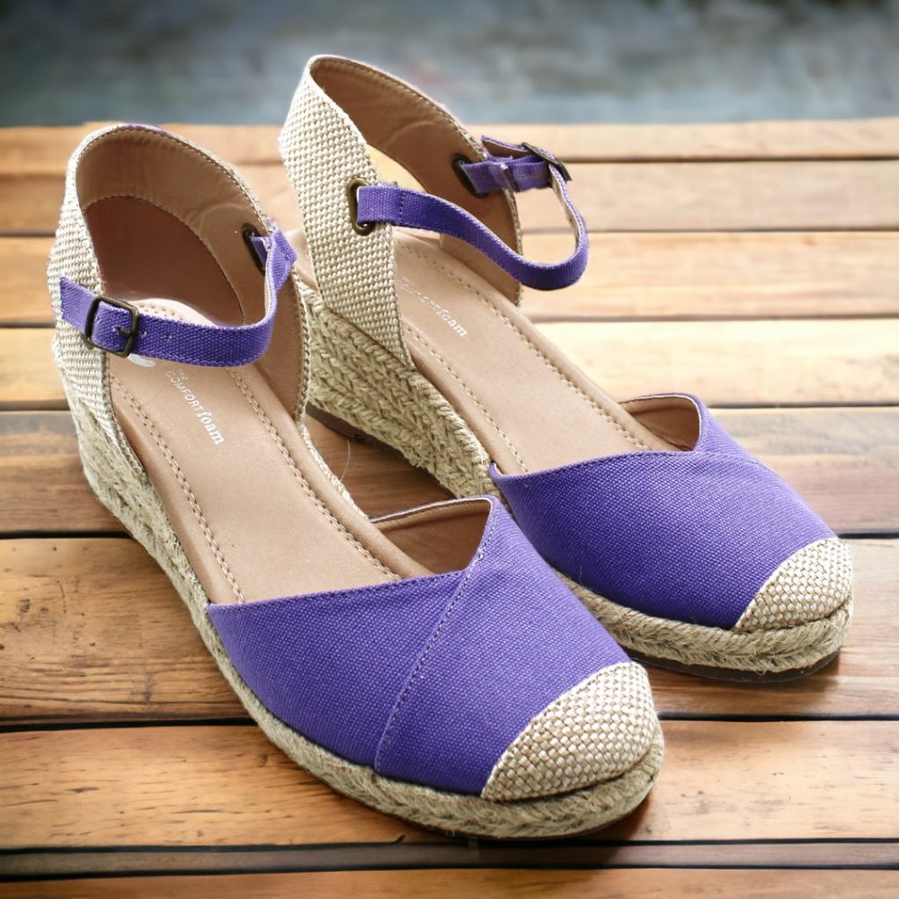 Journee Collection Purple Espadrille Wedge Heels